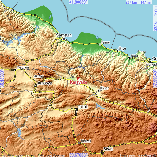 Topographic map of Karayaka