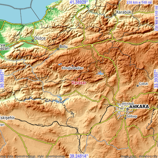 Topographic map of Karaşar