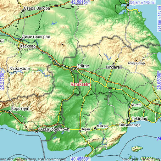 Topographic map of Karakasım