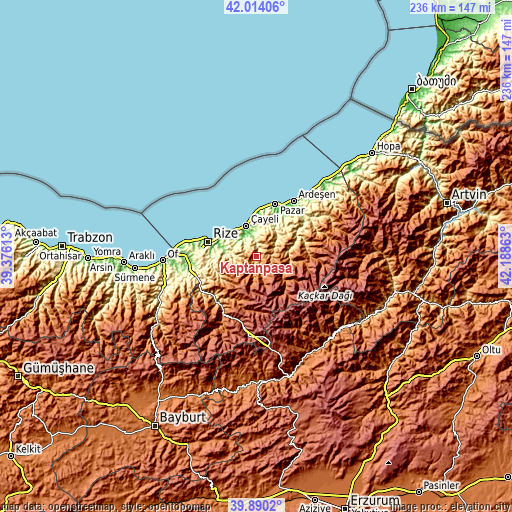 Topographic map of Kaptanpaşa