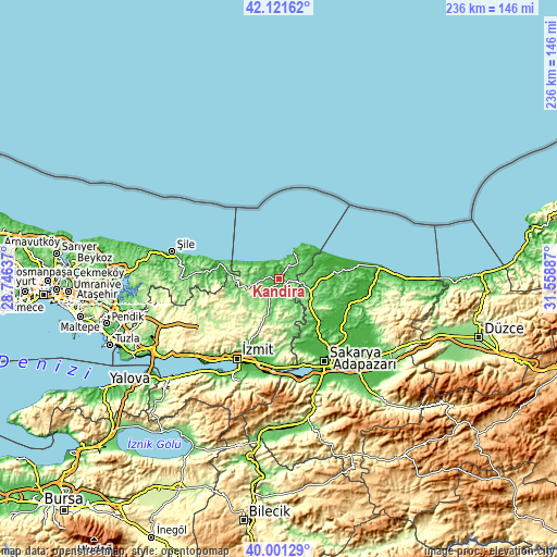 Topographic map of Kandıra