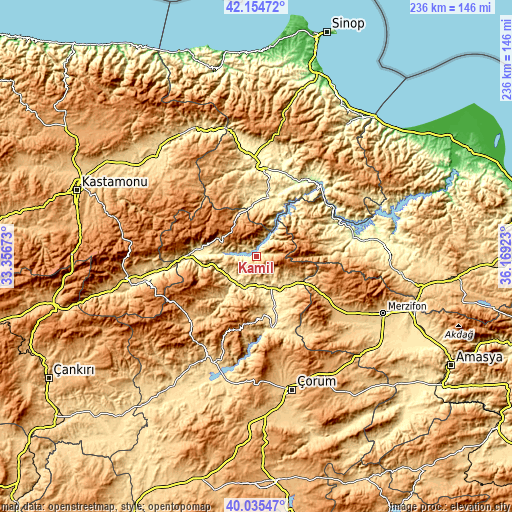 Topographic map of Kâmil