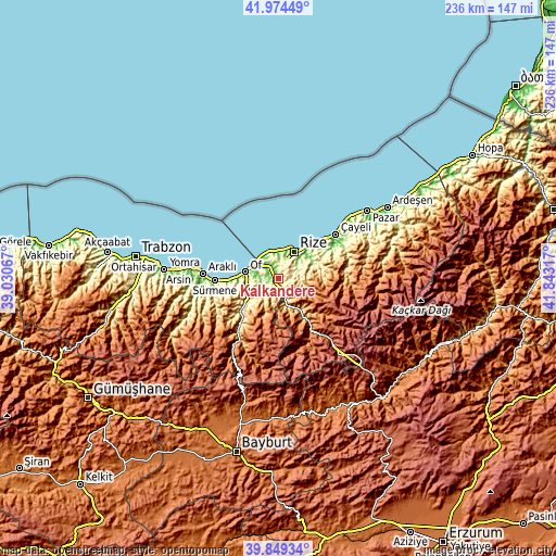 Topographic map of Kalkandere