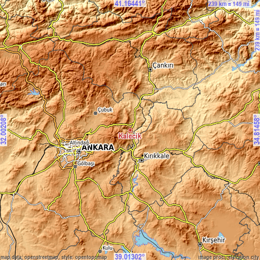 Topographic map of Kalecik