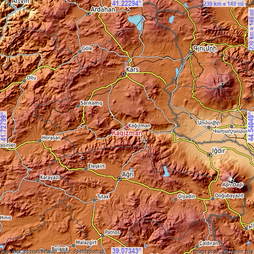 Topographic map of Kağızman
