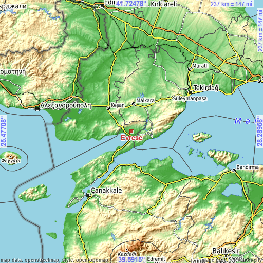 Topographic map of Evreşe