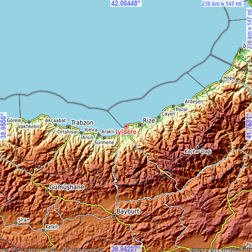 Topographic map of İyidere