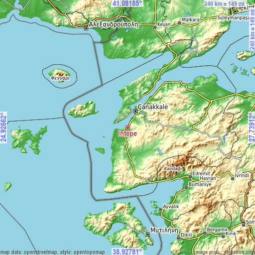 Topographic map of İntepe