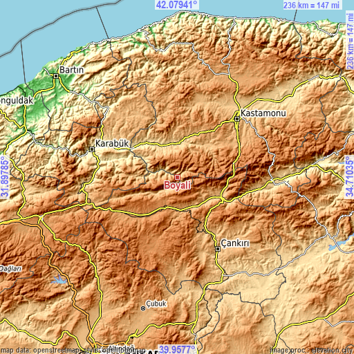 Topographic map of Boyalı