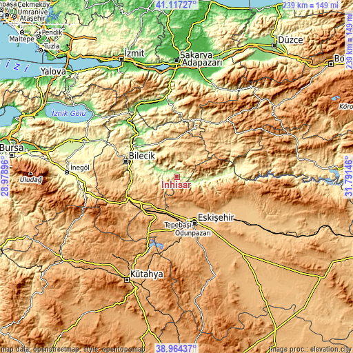Topographic map of İnhisar