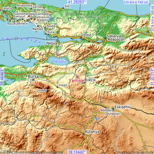 Topographic map of Yarhisar