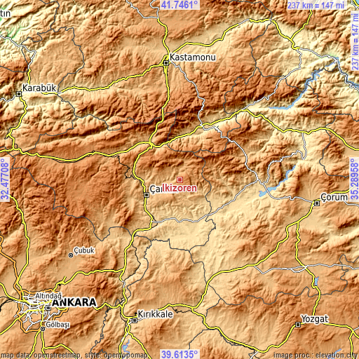 Topographic map of İkizören