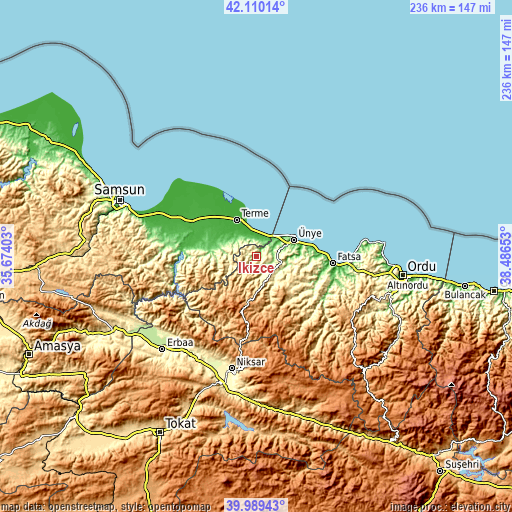 Topographic map of İkizce
