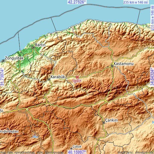 Topographic map of İğdir