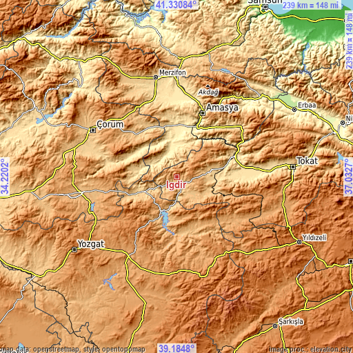 Topographic map of İğdir