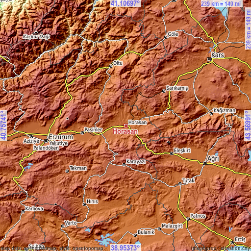 Topographic map of Horasan