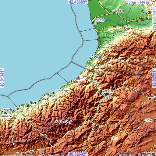 Topographic map of Hopa