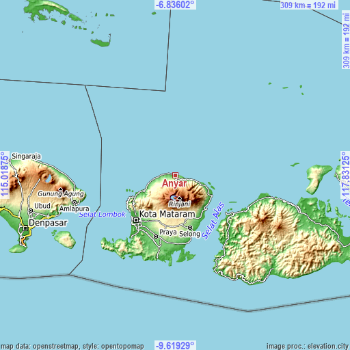 Topographic map of Anyar