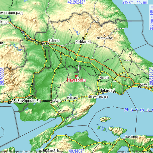 Topographic map of Hayrabolu