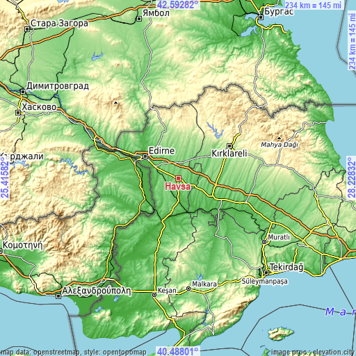 Topographic map of Havsa