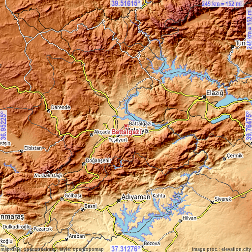 Topographic map of Battalgazi