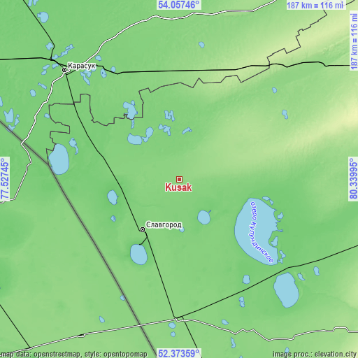 Topographic map of Kusak