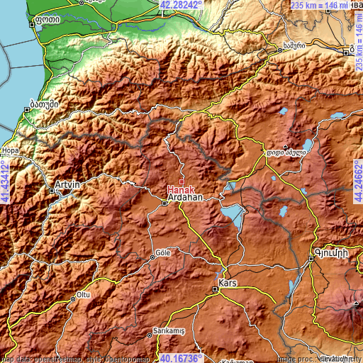 Topographic map of Hanak