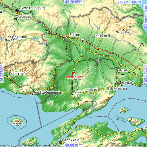 Topographic map of Hamidiye