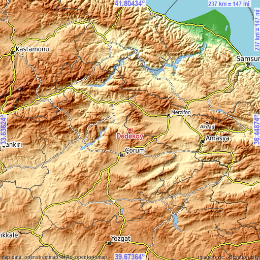 Topographic map of Dedeköy