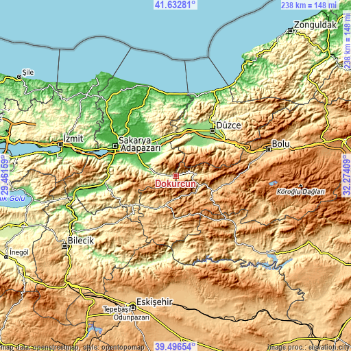 Topographic map of Dokurcun