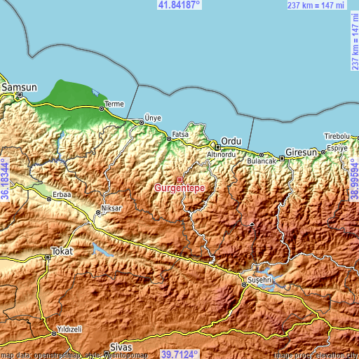 Topographic map of Gürgentepe