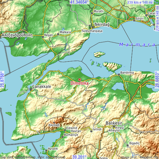 Topographic map of Dimetoka