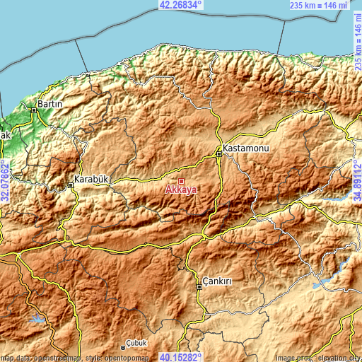 Topographic map of Akkaya