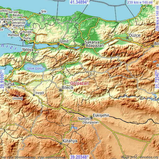 Topographic map of Gölpazarı