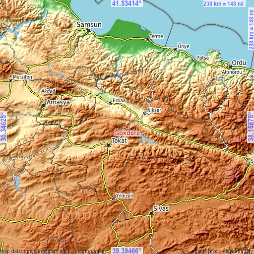 Topographic map of Gökdere