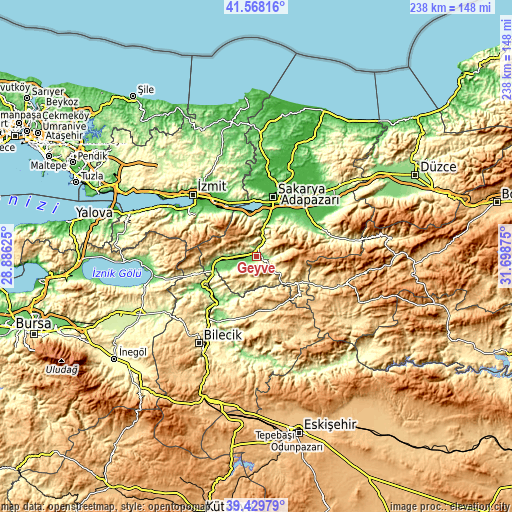 Topographic map of Geyve