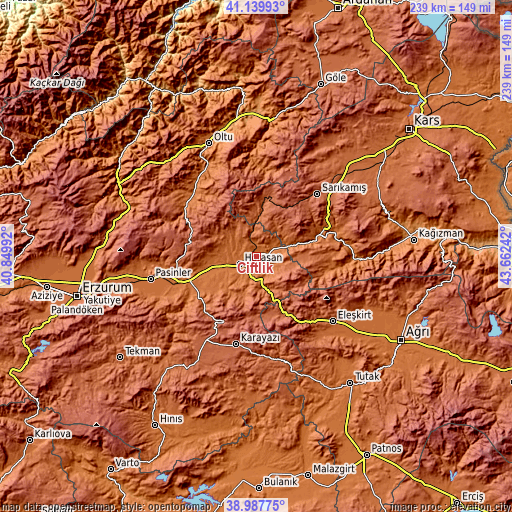 Topographic map of Çiftlik