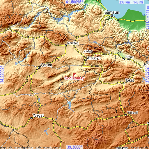 Topographic map of Gediksaray