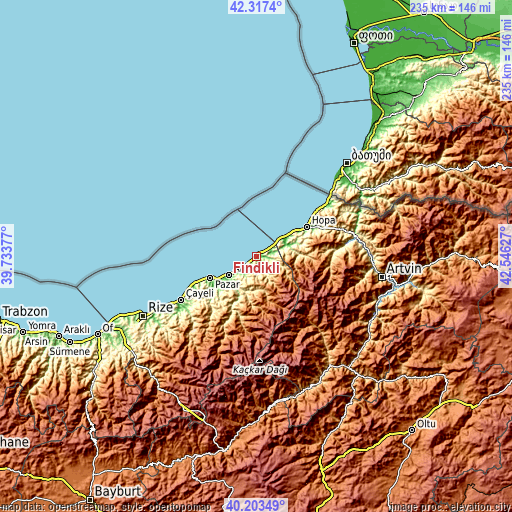 Topographic map of Fındıklı