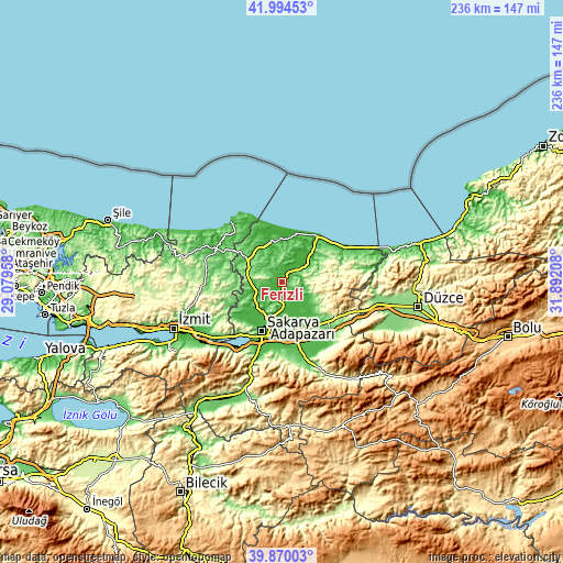 Topographic map of Ferizli