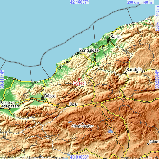 Topographic map of Eğerci
