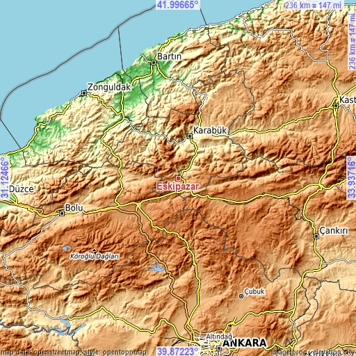 Topographic map of Eskipazar