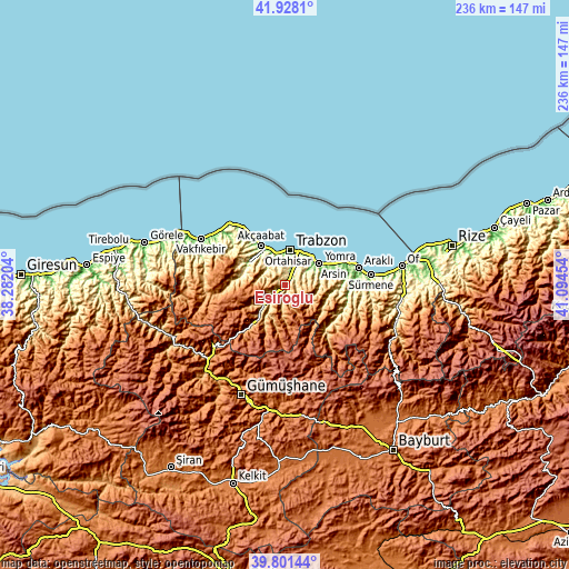 Topographic map of Esiroğlu