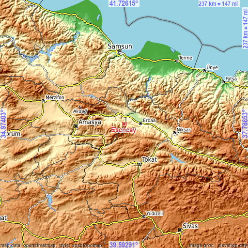 Topographic map of Esençay