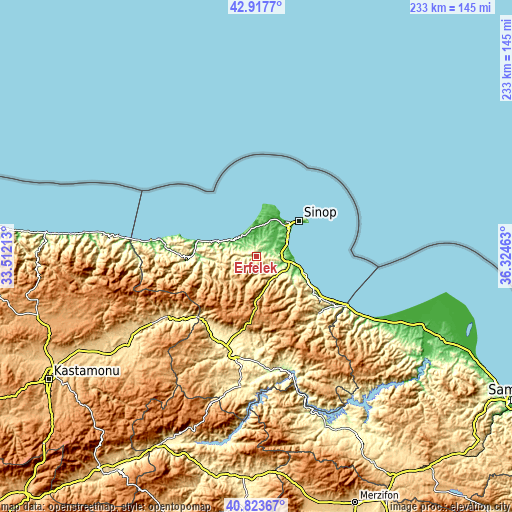 Topographic map of Erfelek