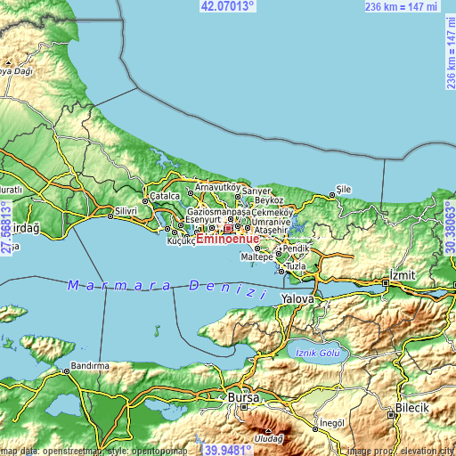 Topographic map of Eminönü