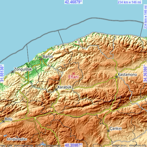 Topographic map of Eflani