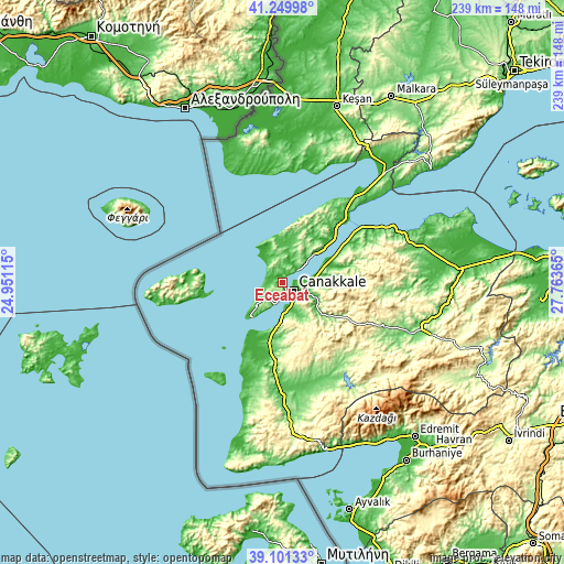 Topographic map of Eceabat