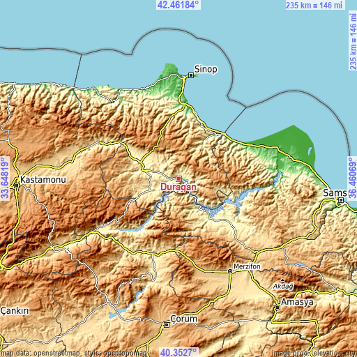 Topographic map of Durağan