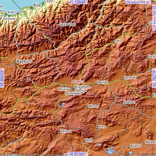 Topographic map of Dumlu